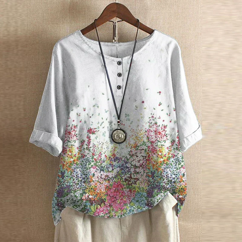 Brigitte | Damen Bluse Blumenmuster Lockere Passform – Blumenbluse Locker Sommer 2026 - Image 7