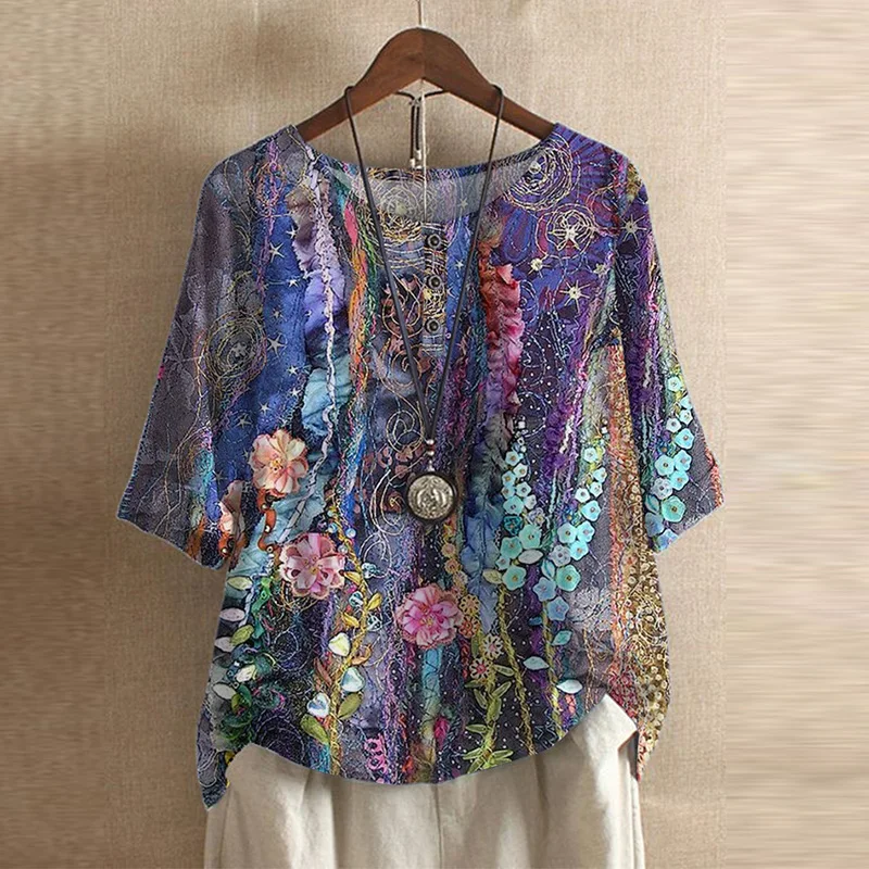 Brigitte | Damen Bluse Blumenmuster Lockere Passform – Blumenbluse Locker Sommer 2026 - Image 9