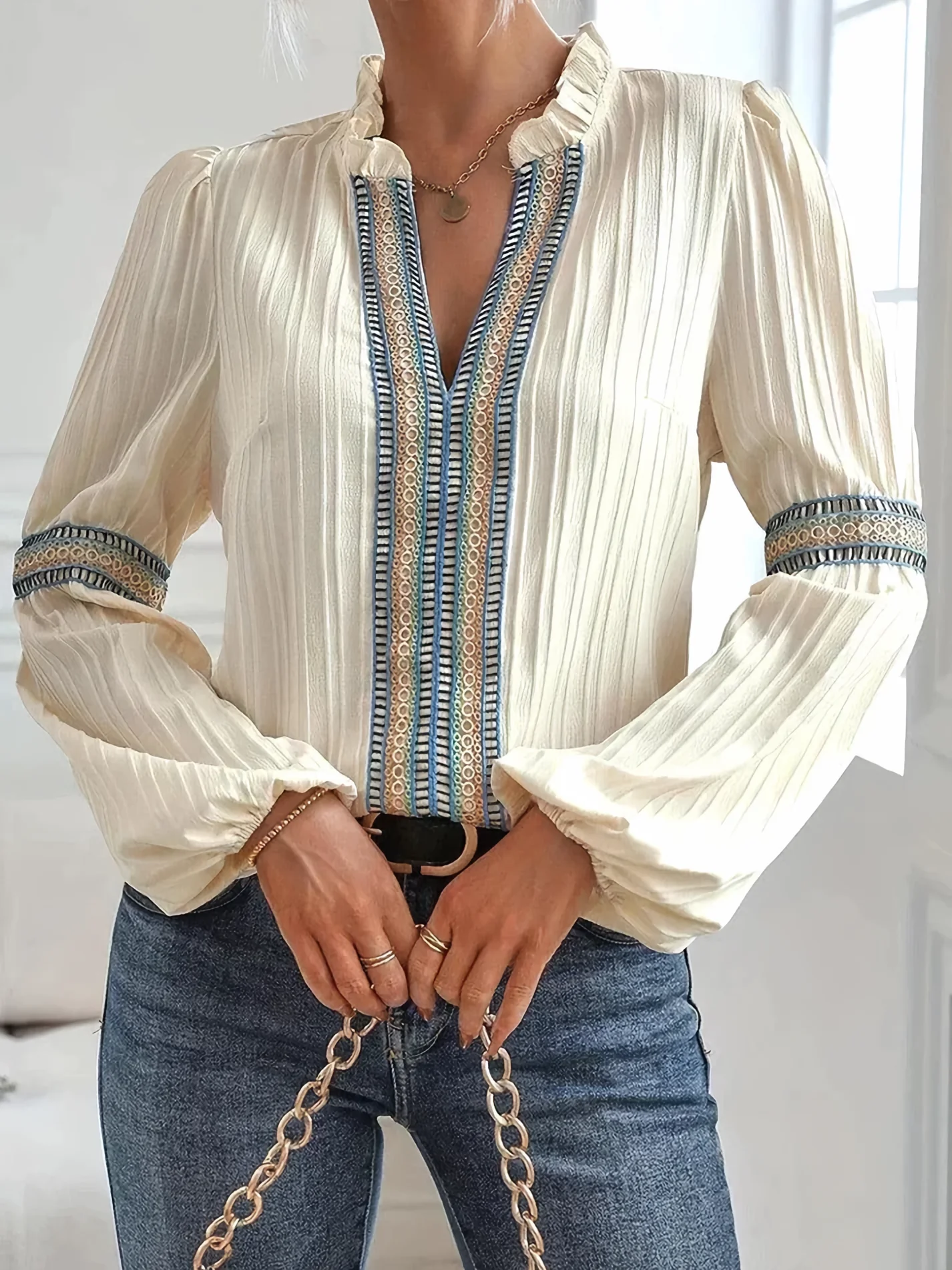 Damenbluse mit Spitzenbesatz - Image 4