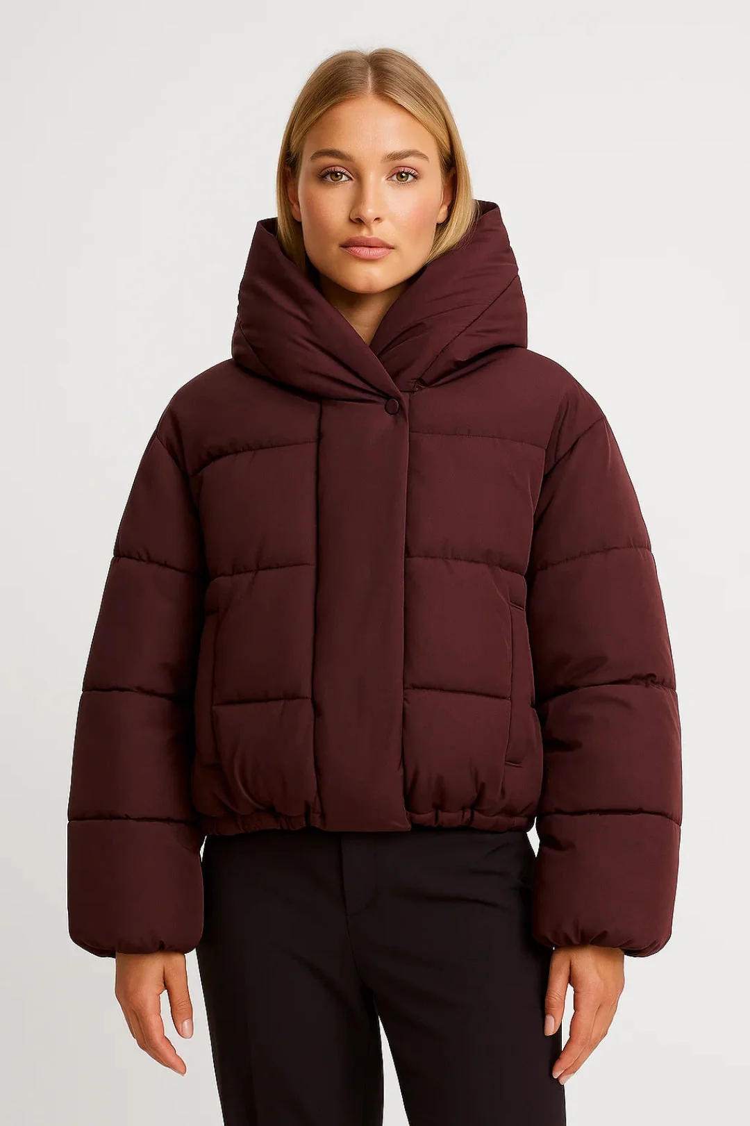 Damenjacke | Kurze gesteppte Jacke mit Kapuze und elastischem Saum - Image 2