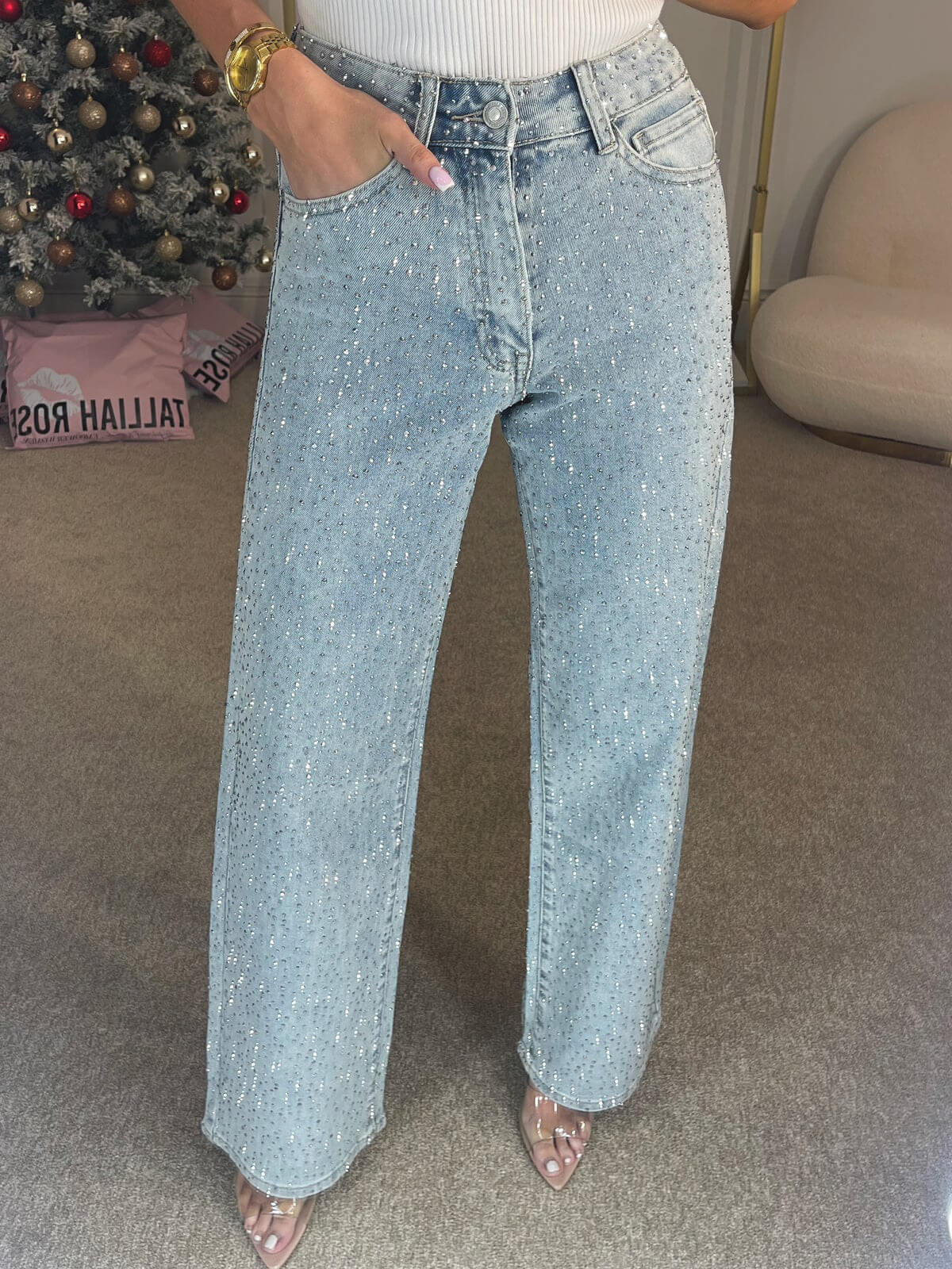 Damenjeans mit Glanzoptik | Gerade Form - Image 3