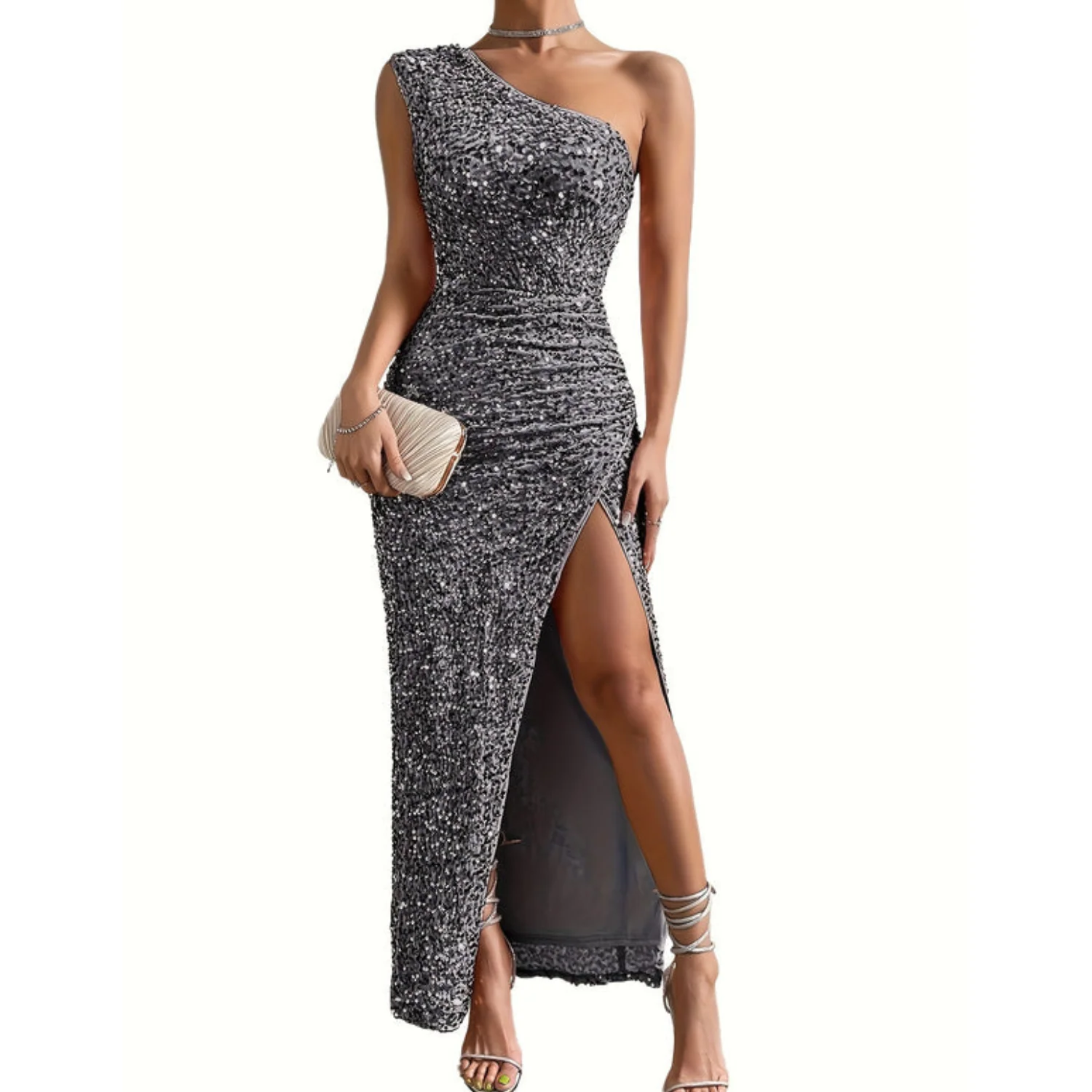 Damenkleid | Körperbetonte Passform asymmetrischer Ausschnitt - Image 15
