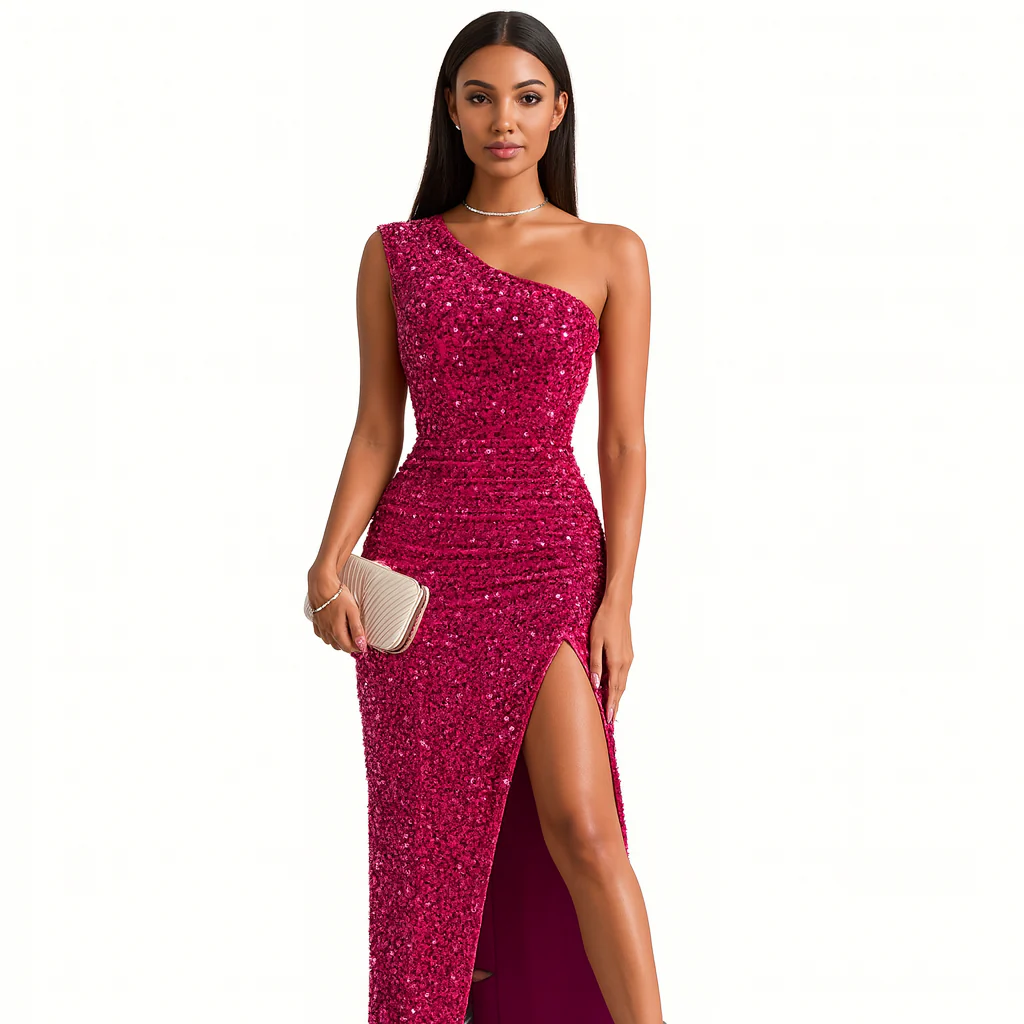 Damenkleid | Körperbetonte Passform asymmetrischer Ausschnitt - Image 26