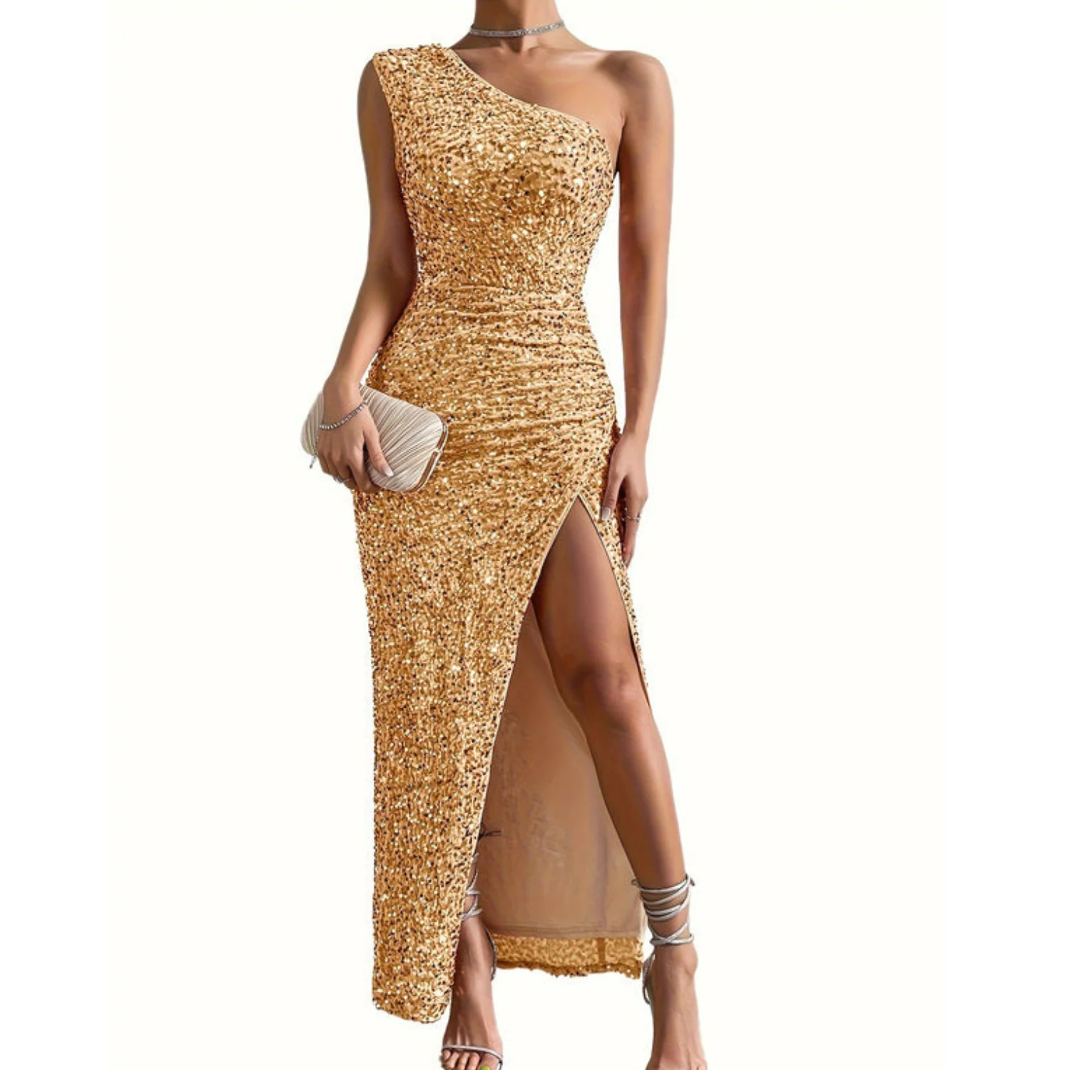 Damenkleid | Körperbetonte Passform asymmetrischer Ausschnitt - Image 9