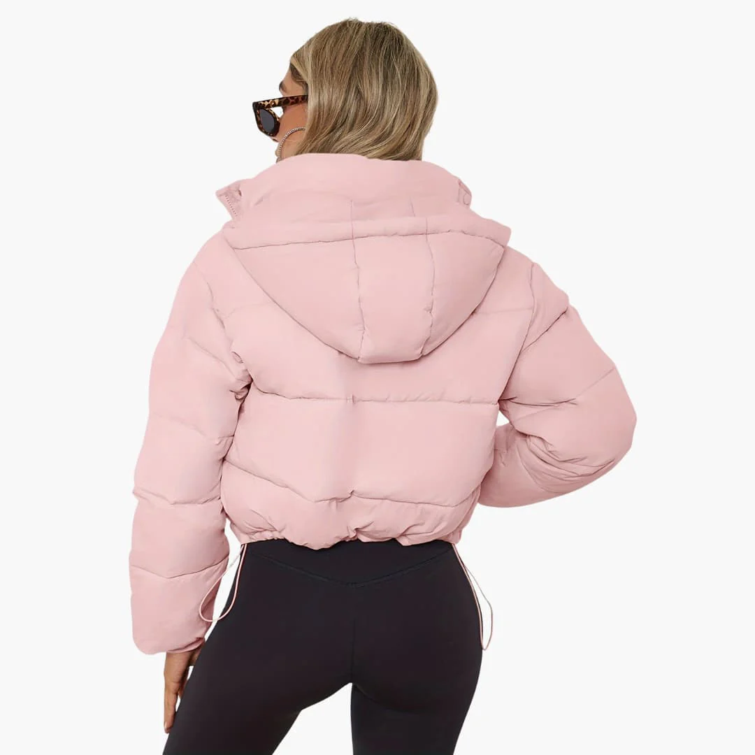 Damenkurze Jacke mit Kapuze und Reißverschluss - Image 10