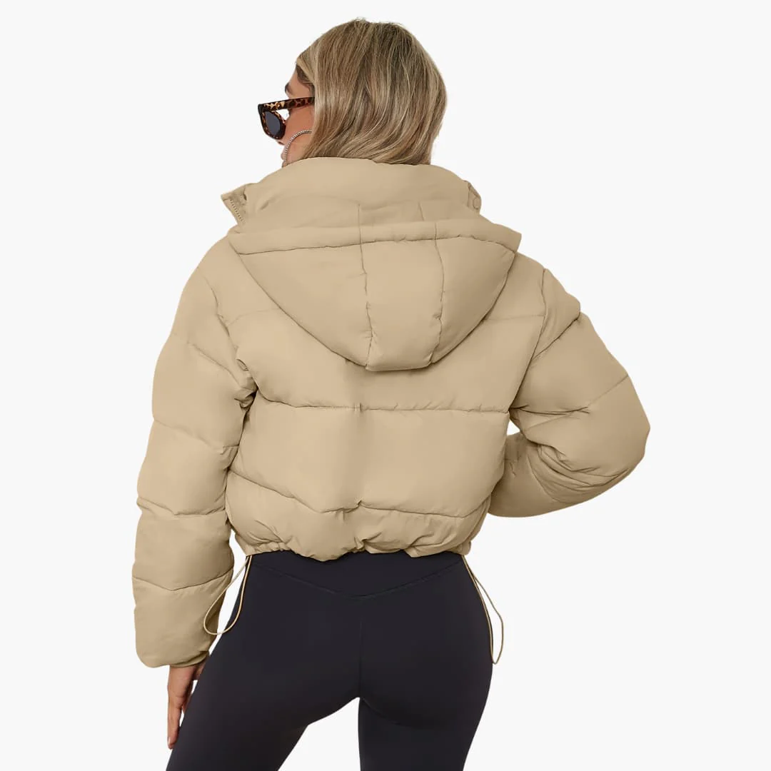 Damenkurze Jacke mit Kapuze und Reißverschluss - Image 7