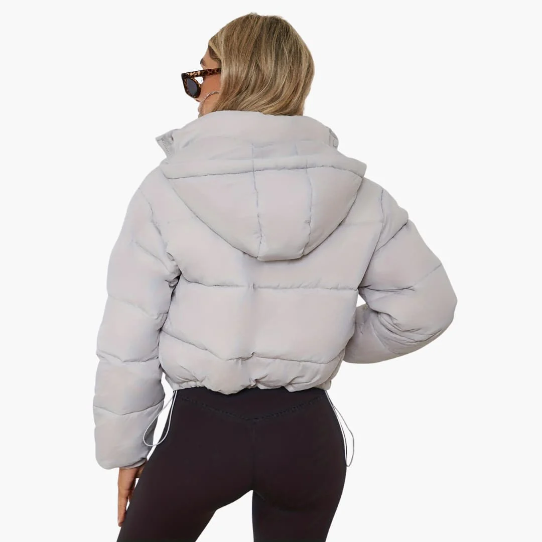 Damenkurze Jacke mit Kapuze und Reißverschluss - Image 8