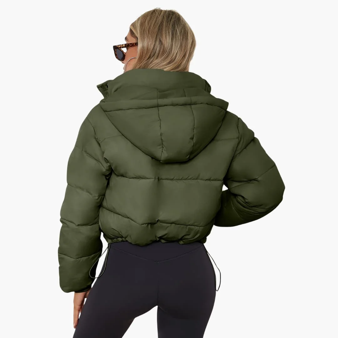 Damenkurze Jacke mit Kapuze und Reißverschluss - Image 9