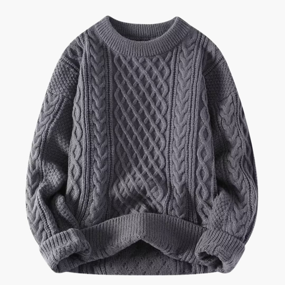 Damenpullover mit Rundhalsausschnitt und Zopfstrick-Oberfläche - Image 3