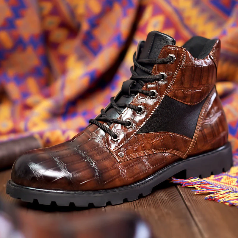 DANE FERRARA CROC LEATHER BOOTS - Image 2