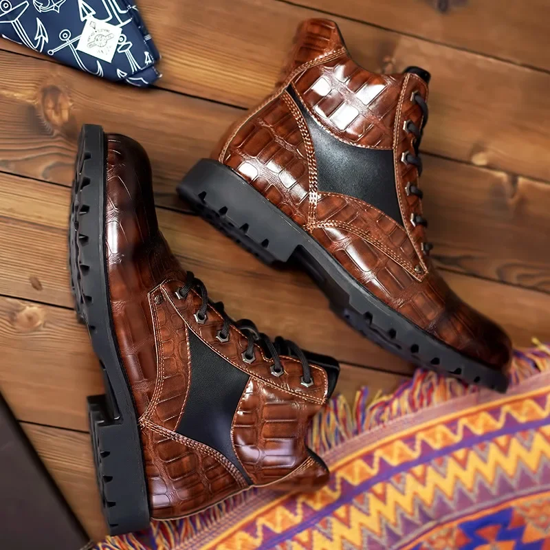 DANE FERRARA CROC LEATHER BOOTS - Image 4