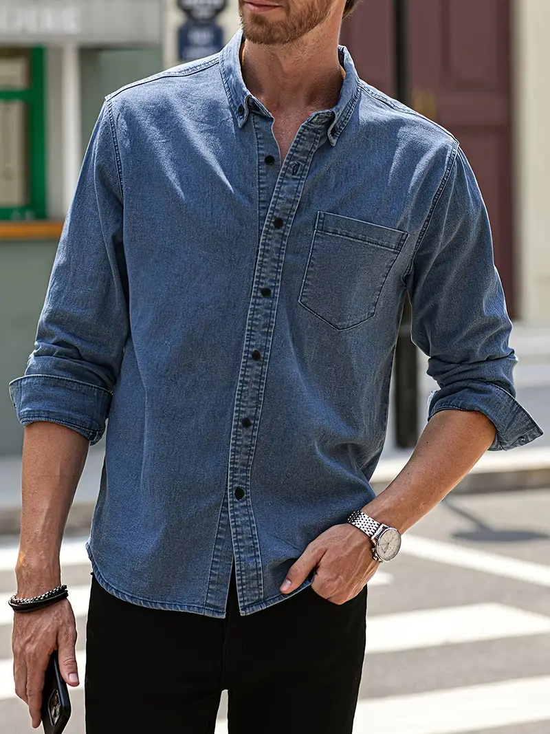 Daniel | Lässiges Langärmelig Denim-Hemd im klassischen Look - Image 4