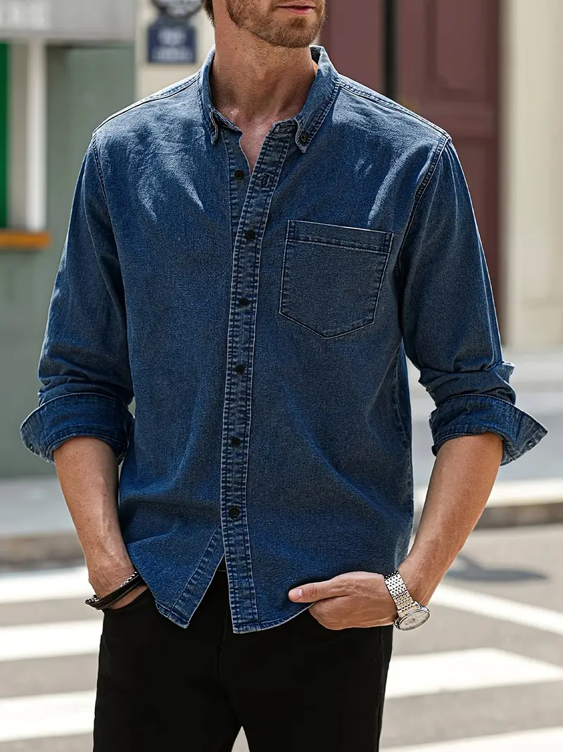 Daniel | Lässiges Langärmelig Denim-Hemd im klassischen Look - Image 5