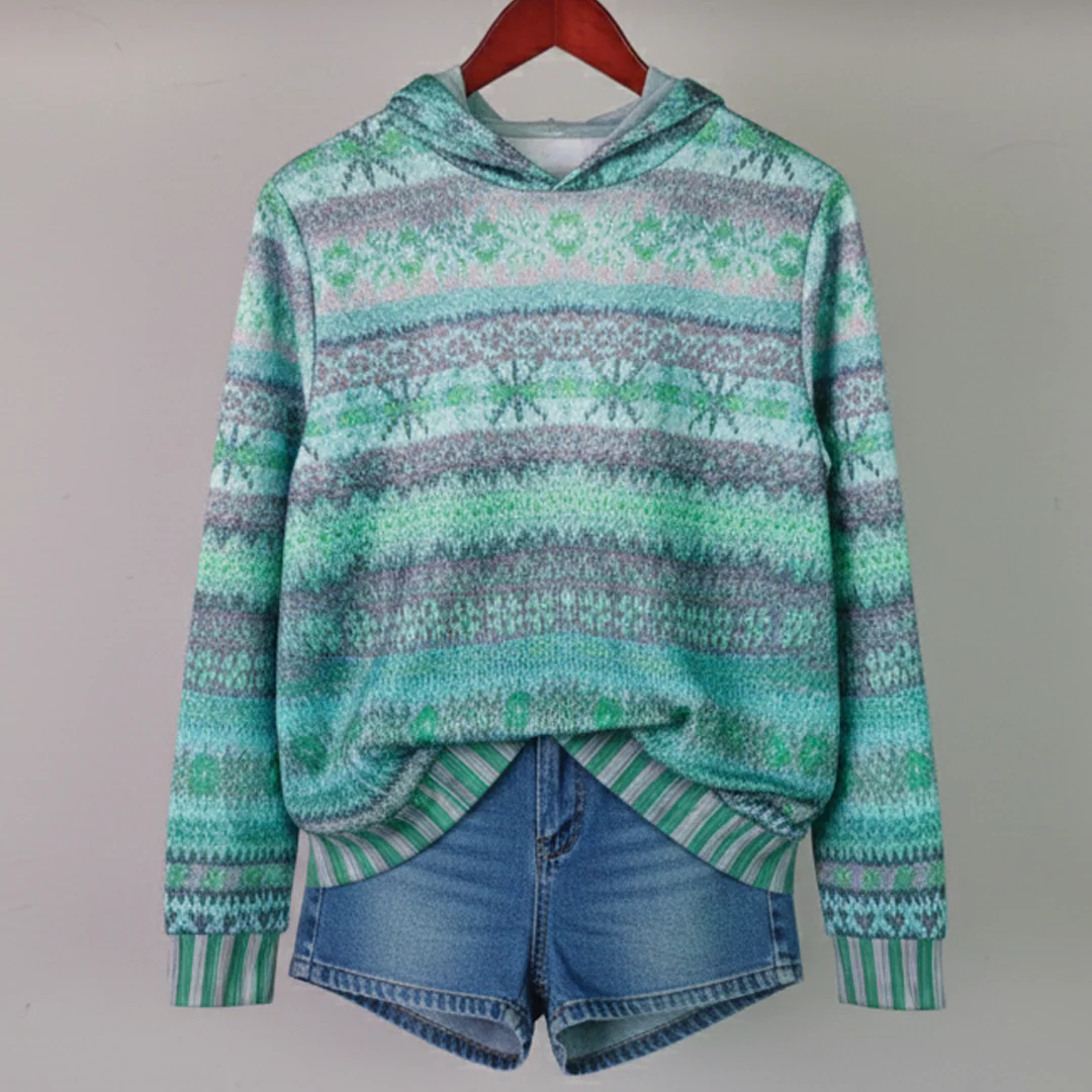 Daniela – Lässiger gemusterter Damen Hoodie - Image 2