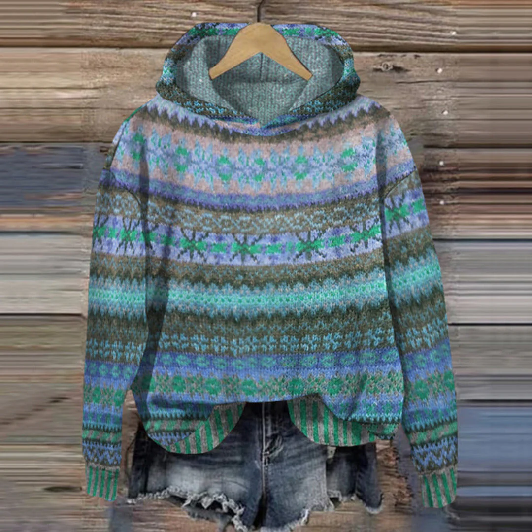 Daniela – Lässiger gemusterter Damen Hoodie - Image 3