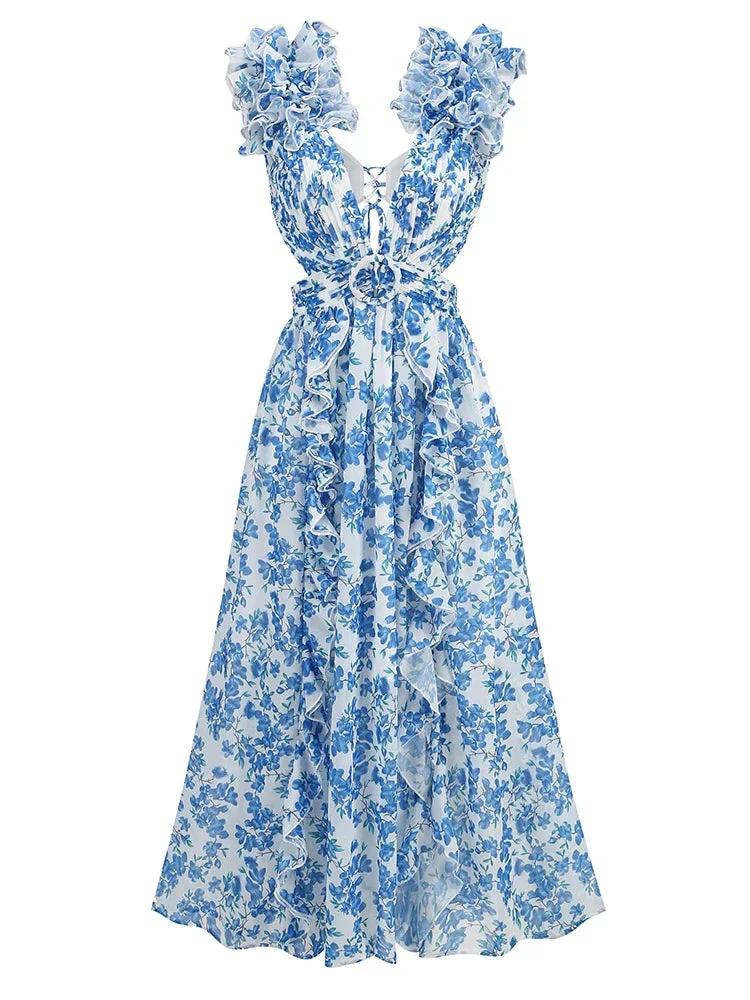 Daniela | Maxikleid mit Rüschenausschnitt für elegante Anlässe - Image 5