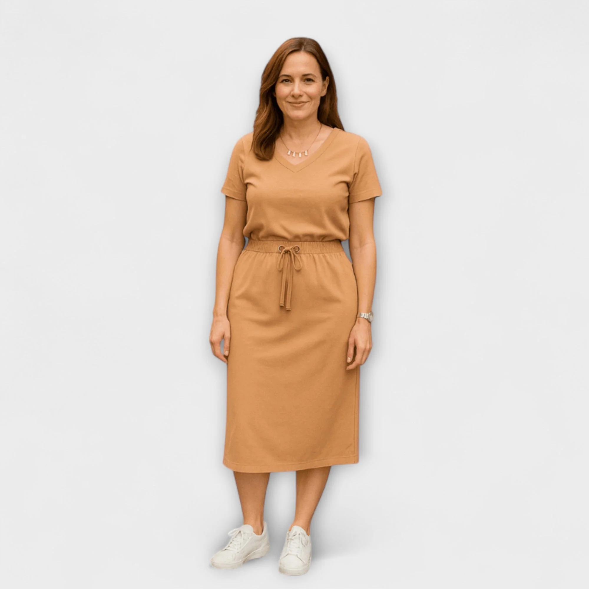 Danielle - Elegantes V-Ausschnitt-Top mit passendem Rock - Image 6