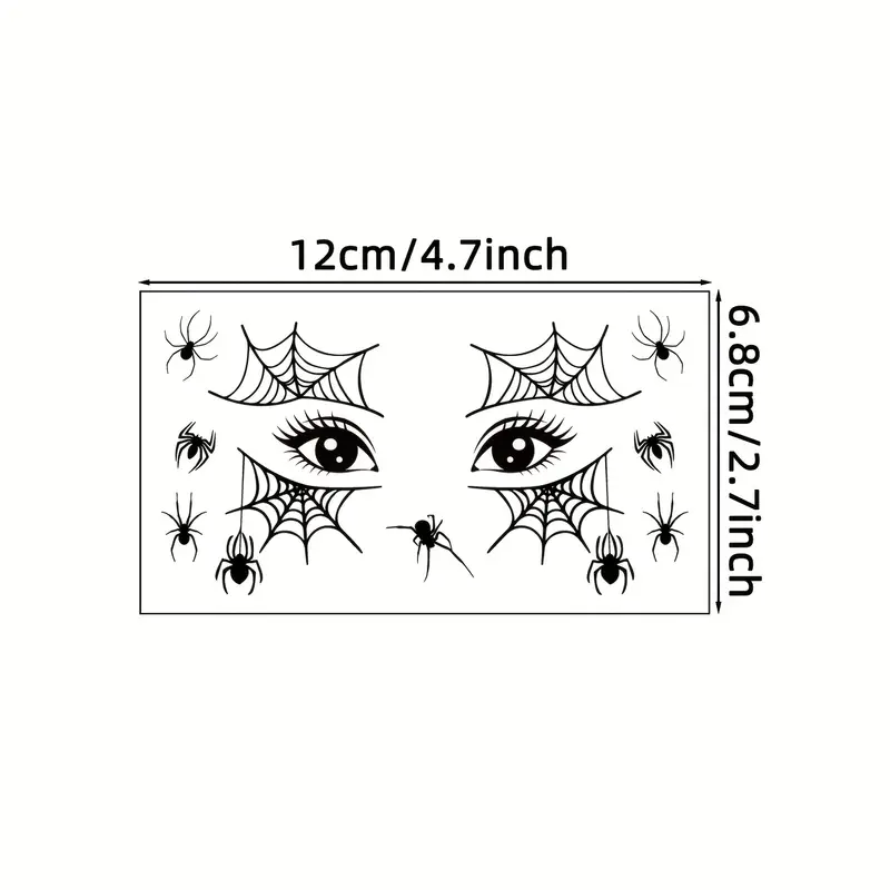 DarkAura | 10er-Pack Halloween Fake Tattoo Aufkleber – Schwarze Spinnennetzmuster für Gesicht, Arme und Partydekoration - Image 4