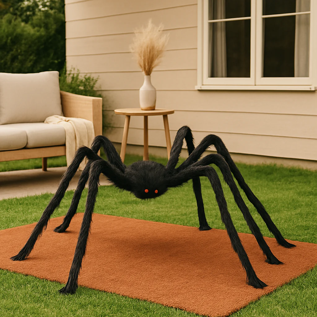 DarkCrawl Riesenspinne 150 cm – Schwarze Halloween Dekoration für Haus & Garten - Image 2