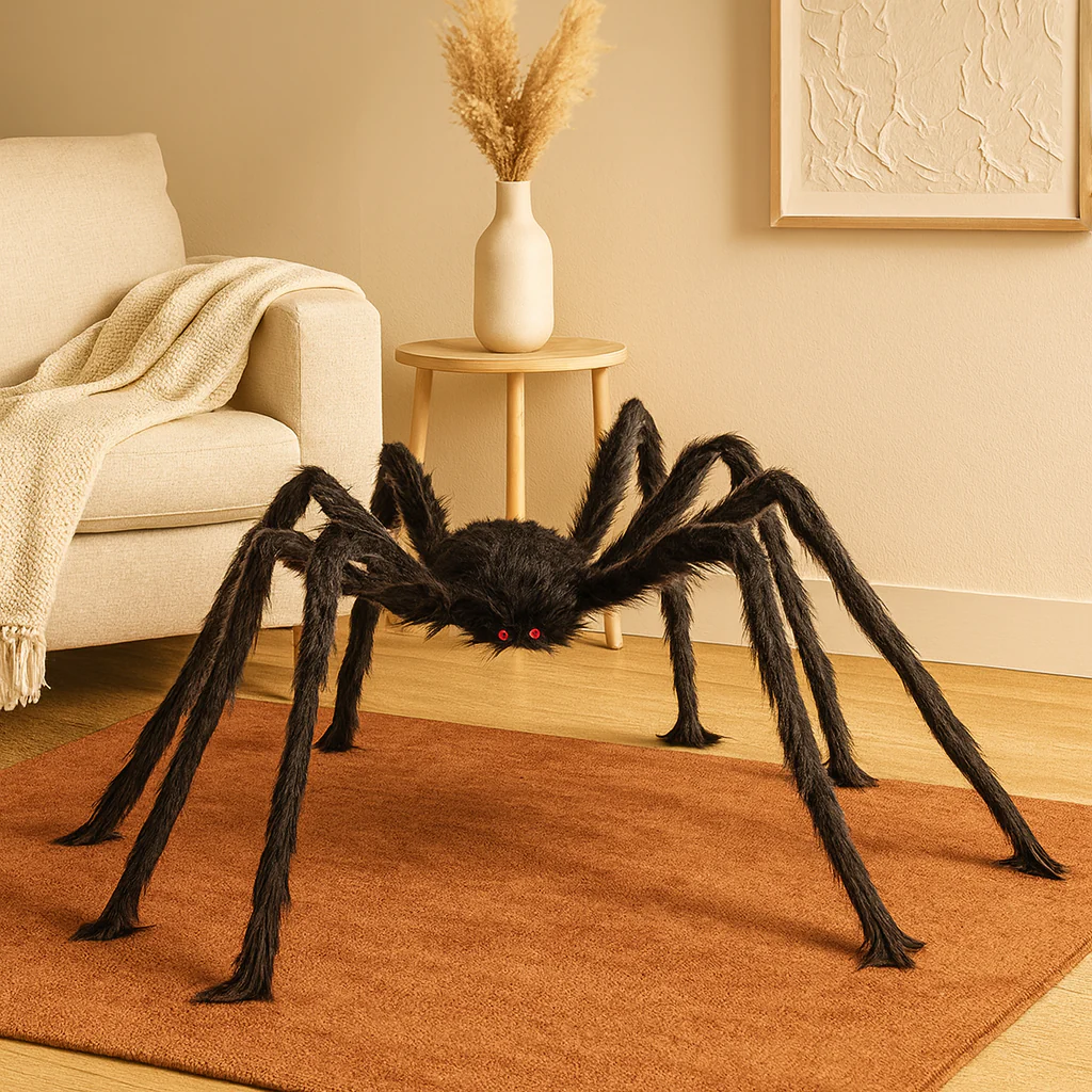 DarkCrawl Riesenspinne 150 cm – Schwarze Halloween Dekoration für Haus & Garten - Image 3