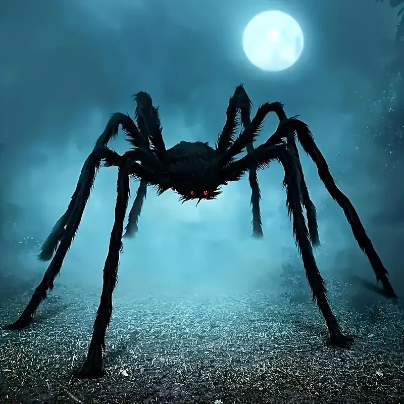 DarkCrawl Riesenspinne 150 cm – Schwarze Halloween Dekoration für Haus & Garten - Image 7