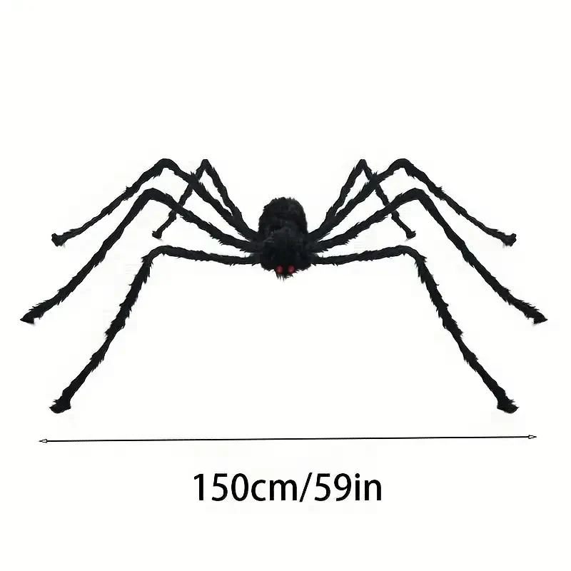 DarkCrawl Riesenspinne 150 cm – Schwarze Halloween Dekoration für Haus & Garten - Image 9