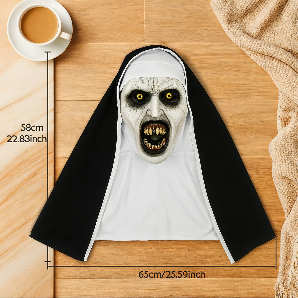 DarkVow Halloween Nonnenmaske – Horror-Latexmaske für Erwachsene - Image 2