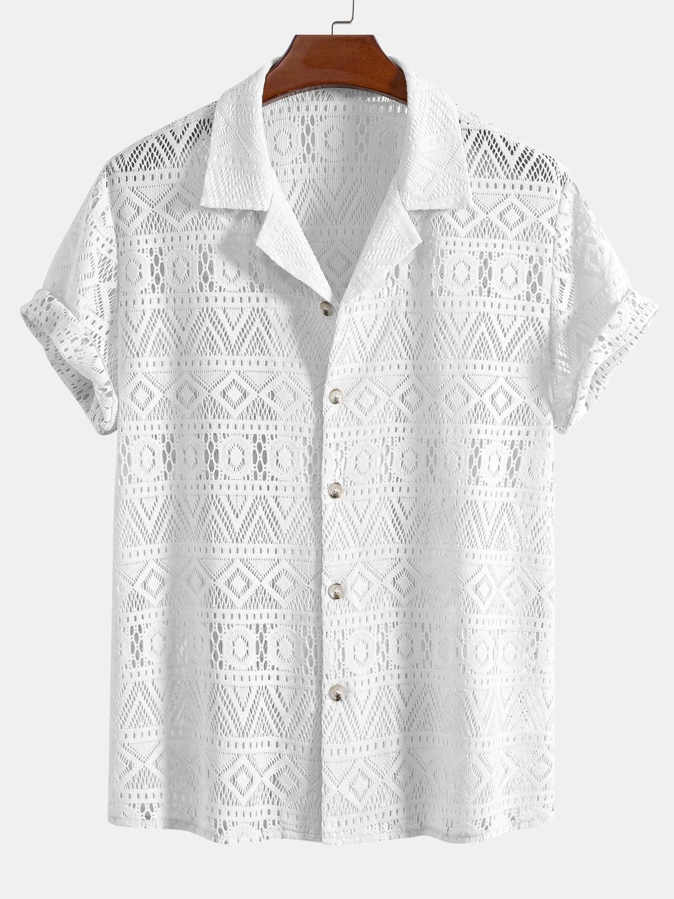 David | Transparente Häkelshirt mit Ethno-Muster - Image 6