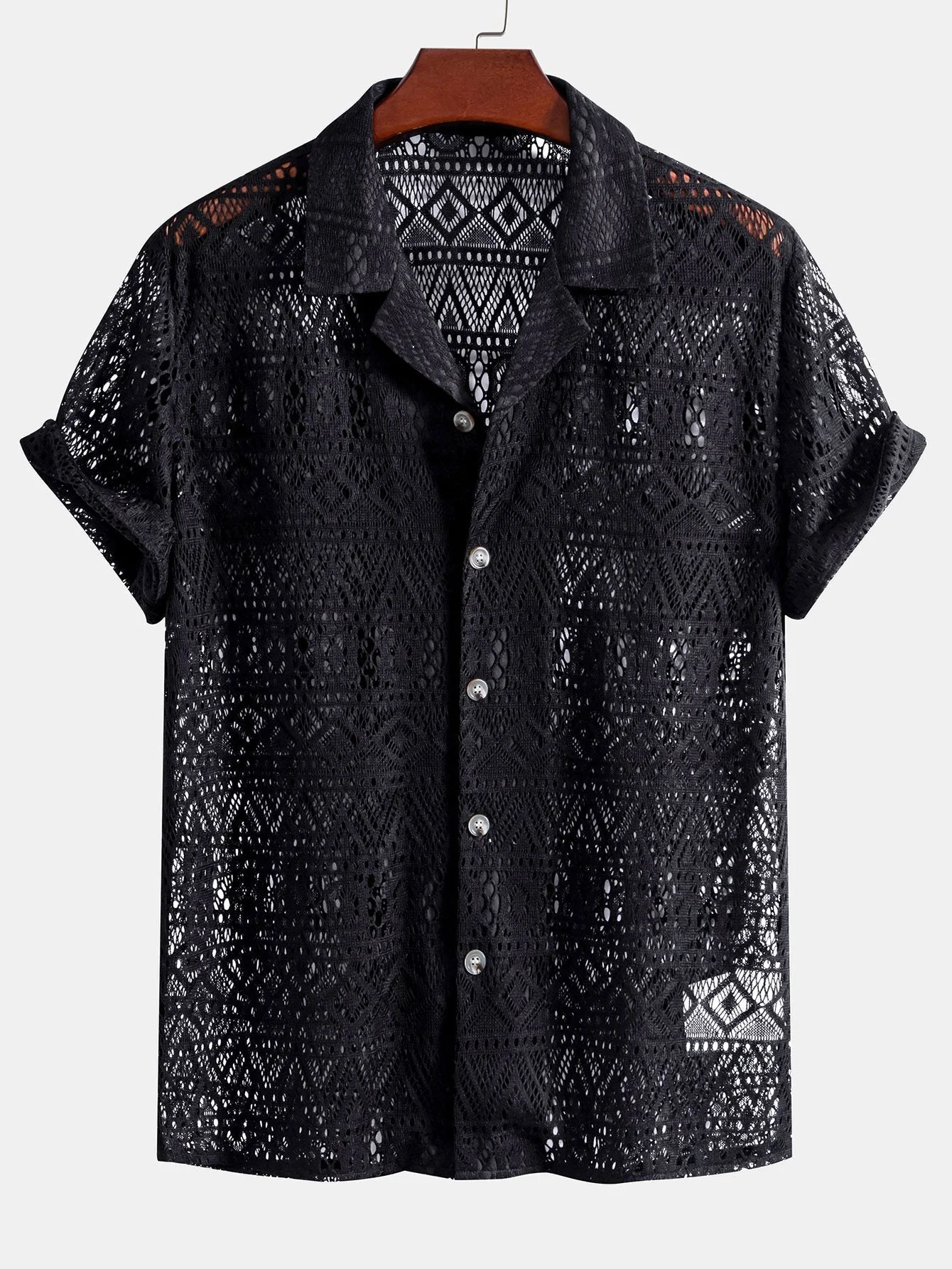 David | Transparente Häkelshirt mit Ethno-Muster - Image 7