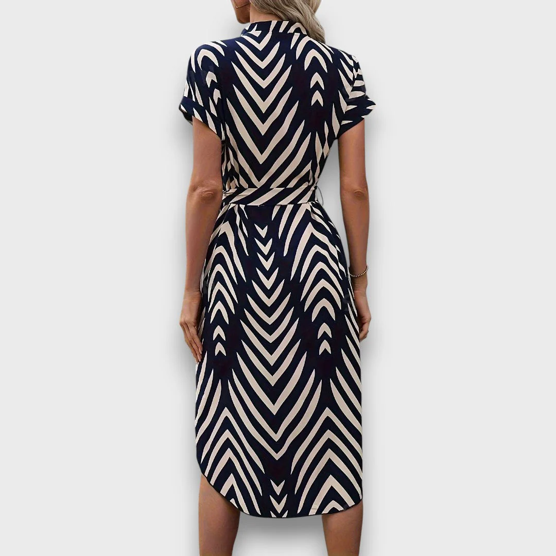 Delara – Gestreiftes Midikleid mit Taillenband - Image 2