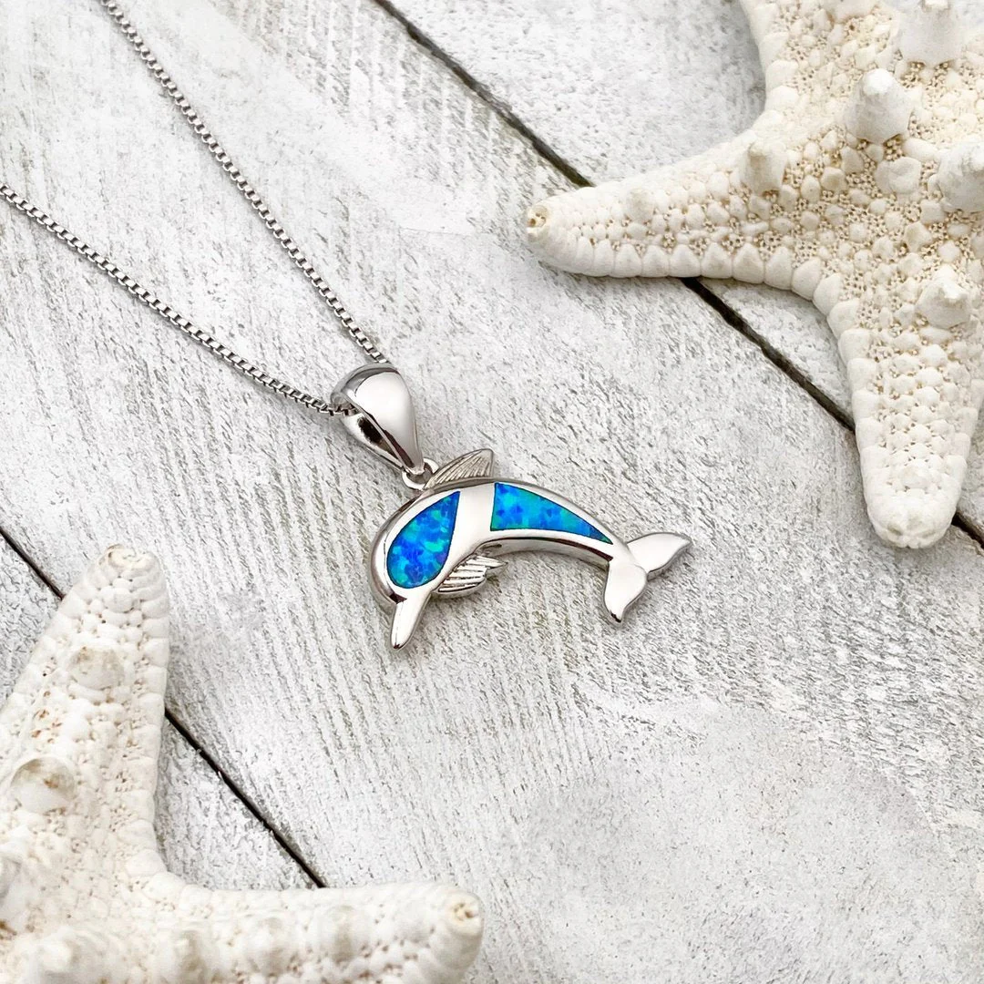 Delfin-Halskette aus Opal und Silber - Image 2