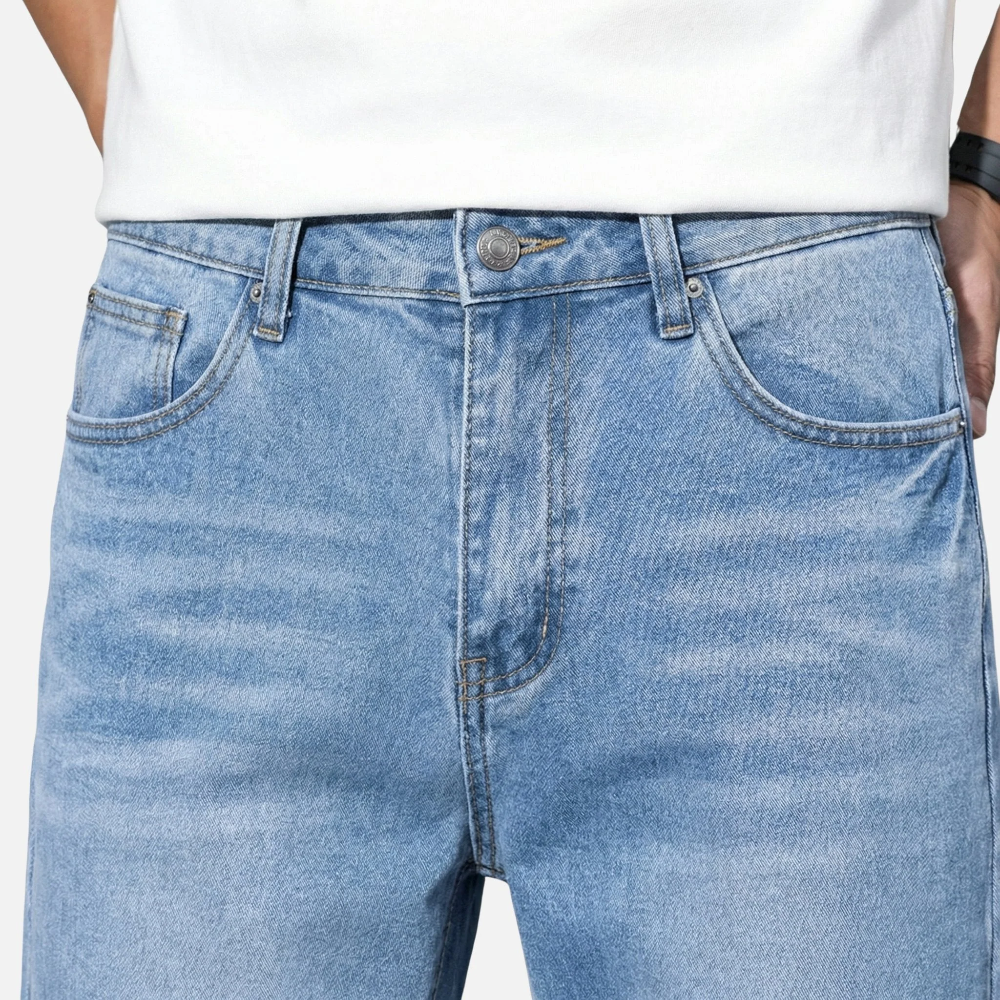 Jonas | Herren Denim-Jeans Gerades Bein Lässliche Waschung – Straight Leg Jeans Herren - Image 2