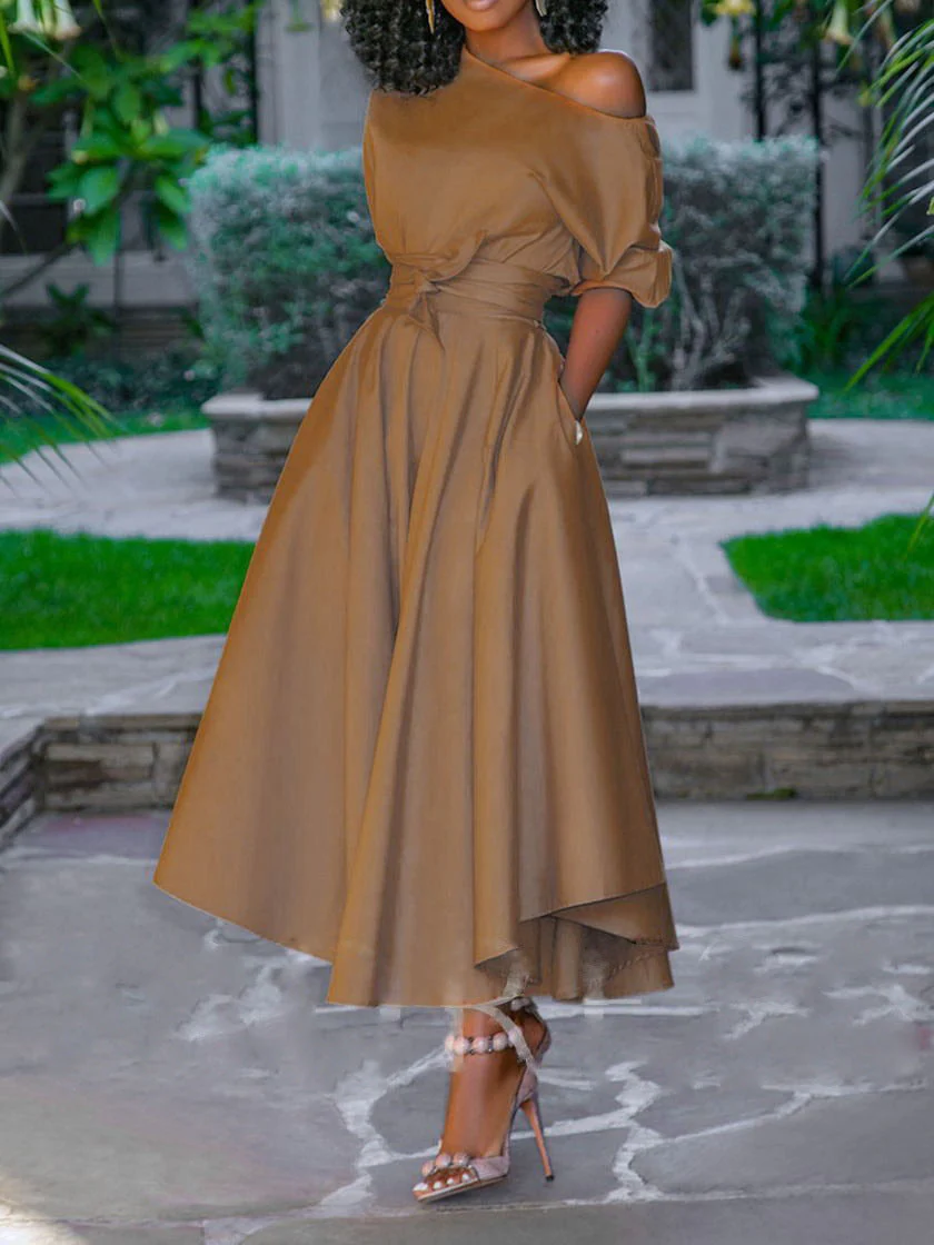 Desirée- Damen Elegantes Midi Kleid mit schulterfreiem Design - Image 3