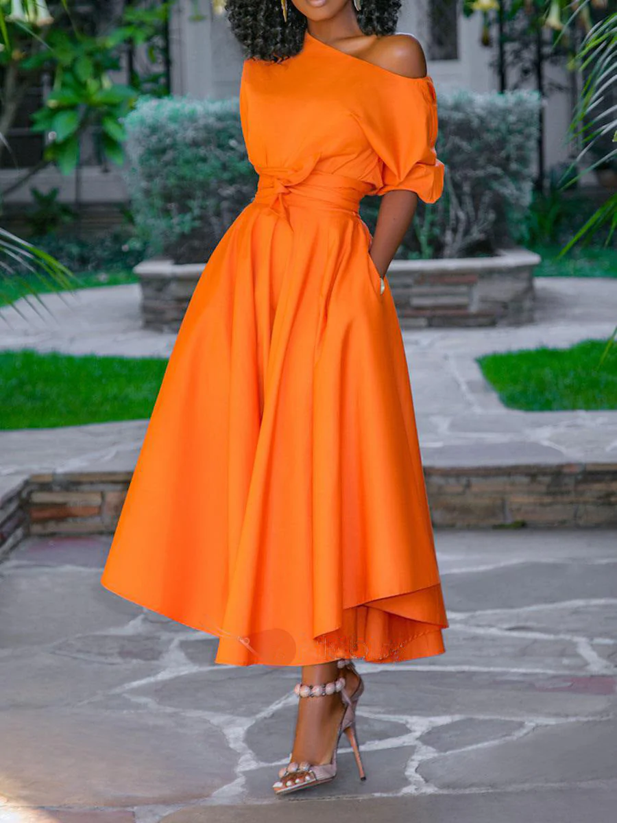 Desirée- Damen Elegantes Midi Kleid mit schulterfreiem Design - Image 6