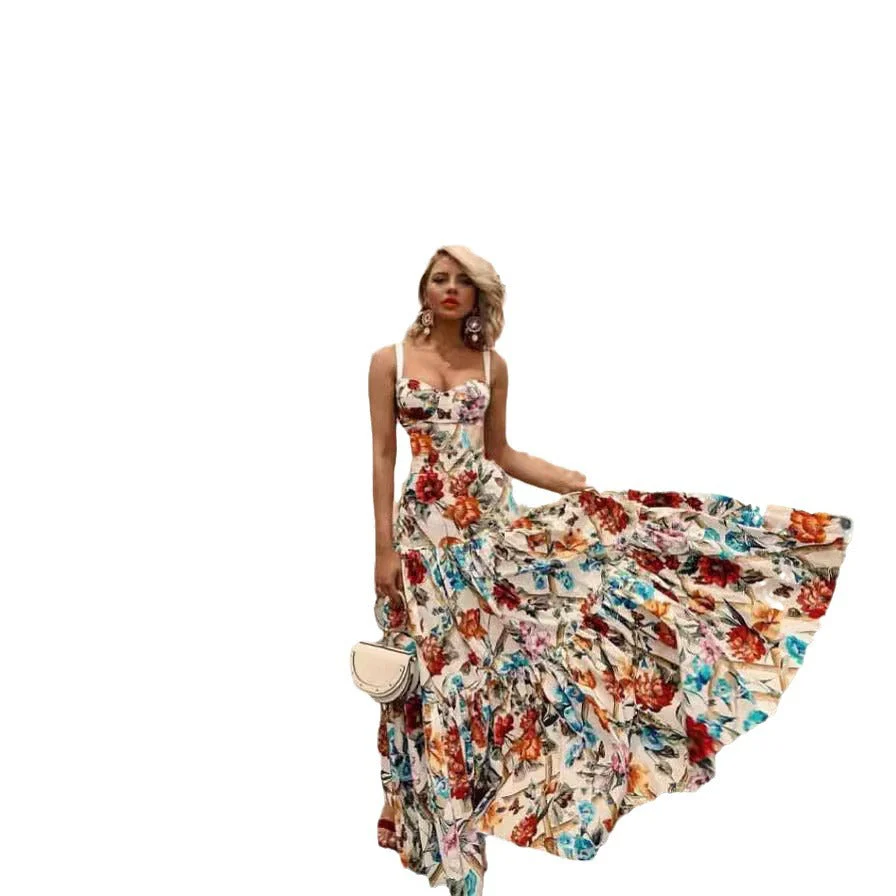 Diana- Damen Maxikleid mit floralem Design und Rock - Image 4