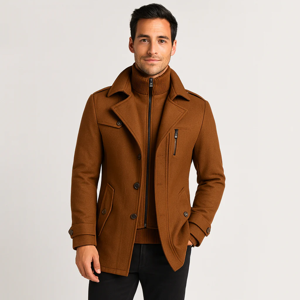 Diego – Herren Wolljacke Mit Stehkragen Und Reißverschluss - Image 8