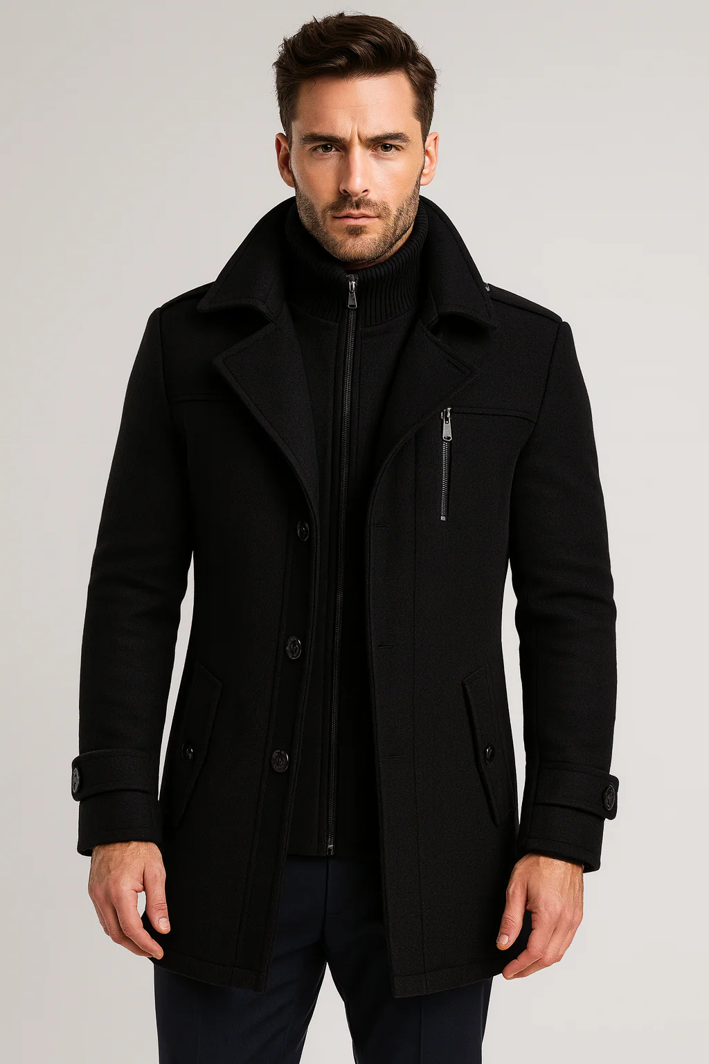 Diego – Herren Wolljacke Mit Stehkragen Und Reißverschluss - Image 9