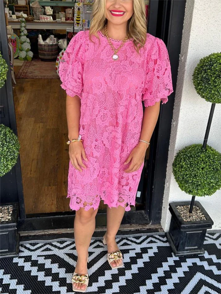 Donna | Florales Spitzenkleid mit Puffärmeln für Frauen - Image 4
