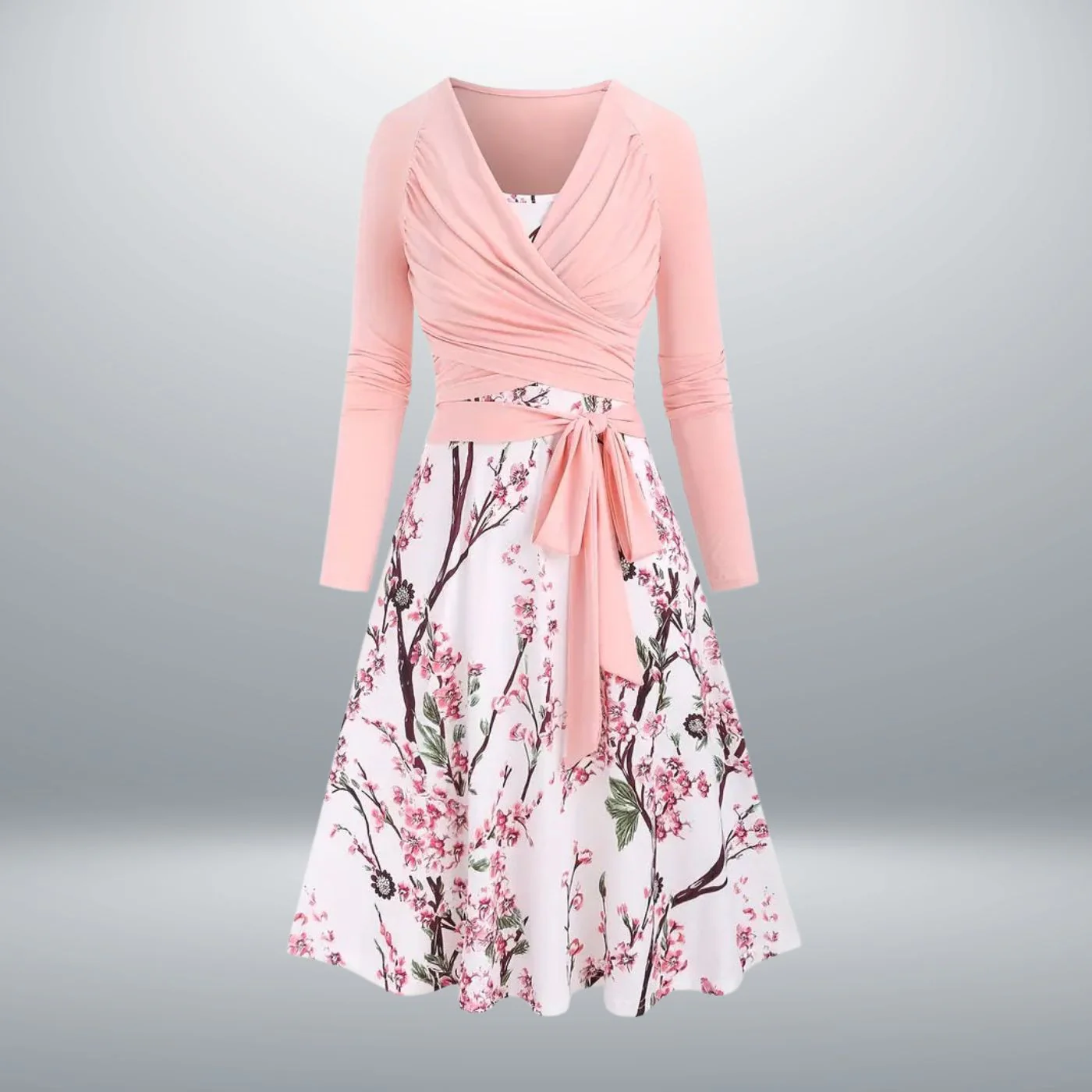 Doris – Geblümtes Midikleid mit Doppelreihe - Image 3
