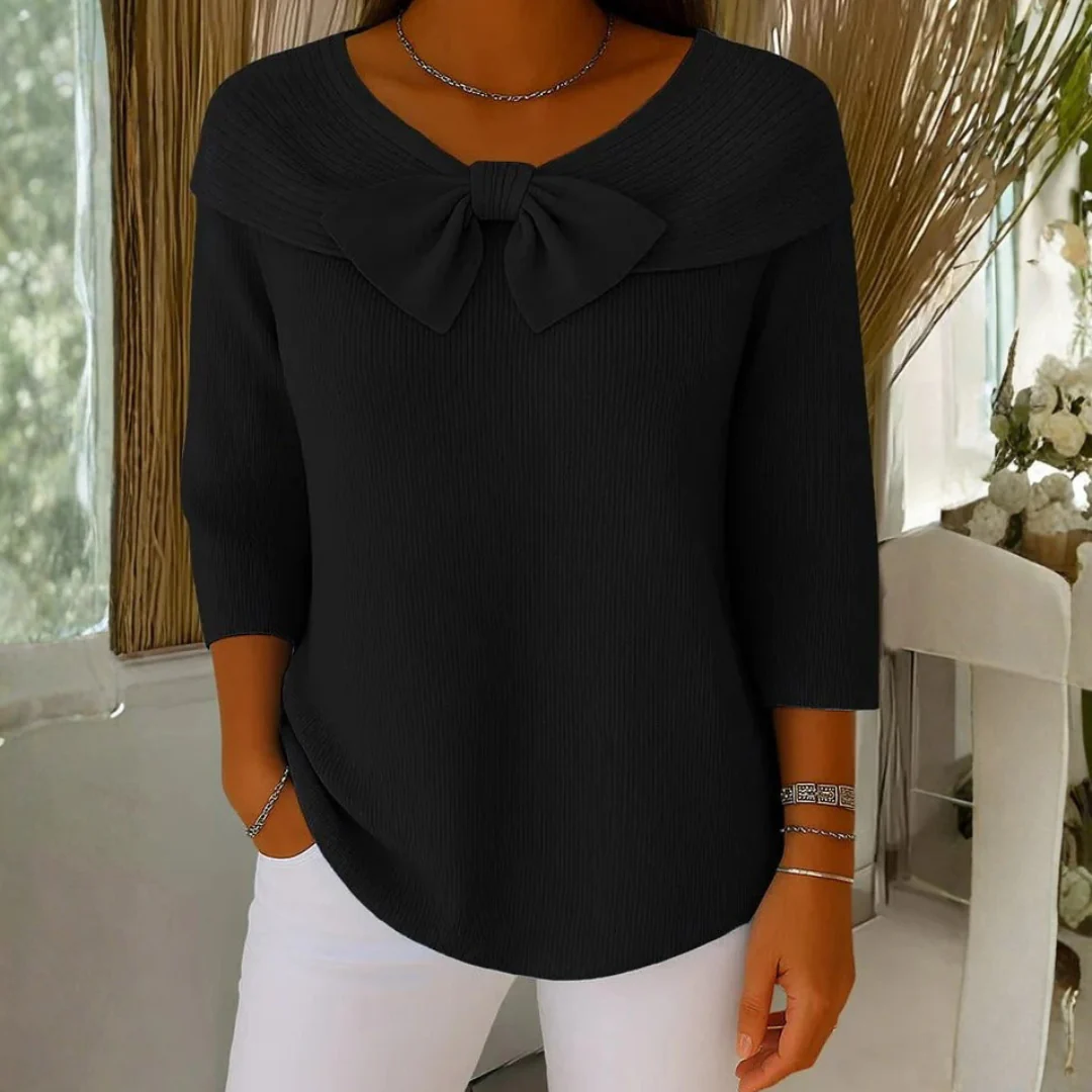 Dorothea | Damen Schleifendetail Dreiviertelärmel Top - Image 6