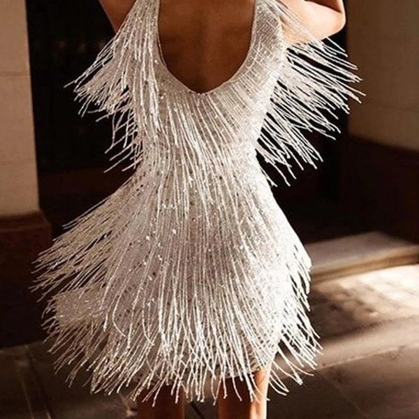 Dorothea – Minikleid mit glänzenden Fransen - Image 2