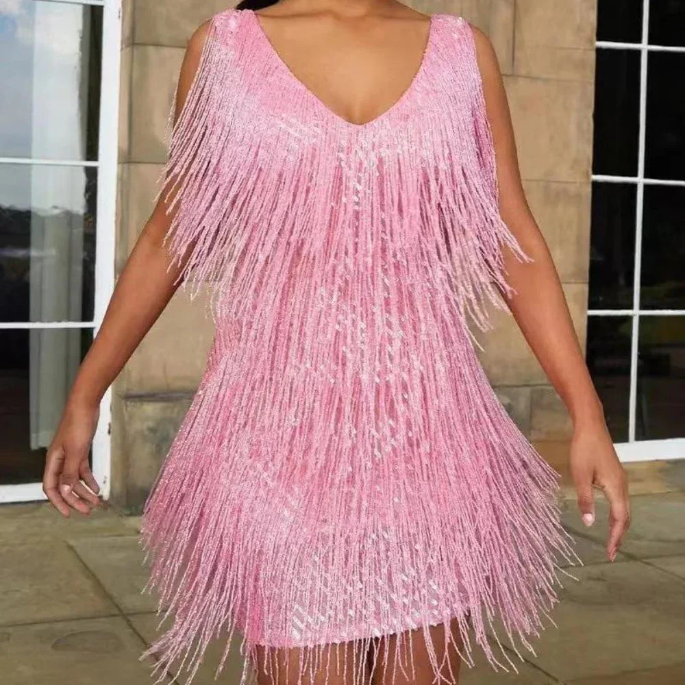 Dorothea – Minikleid mit glänzenden Fransen - Image 9