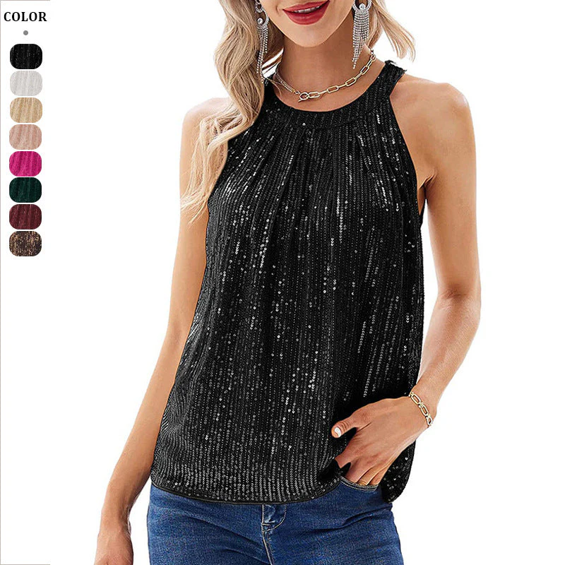 Dragana- Damen Glitzerndes Oberteil mit eleganter Rüschen - Image 7
