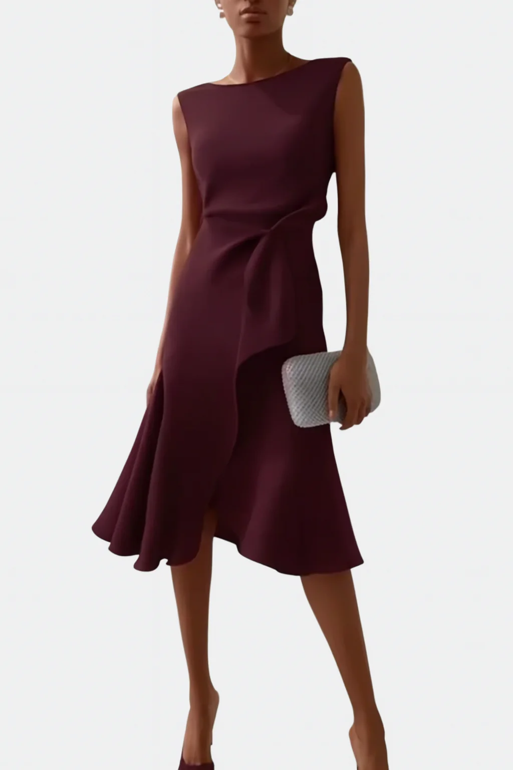 Drapiertes asymmetrisches Midikleid für Damen – Elegantes Sommerkleid - Image 12