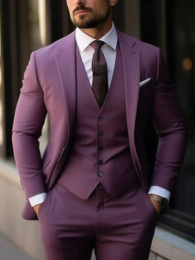 Dreiteiliger Elegante Hochzeitsgast Anzug für Herren | Lila - Image 2