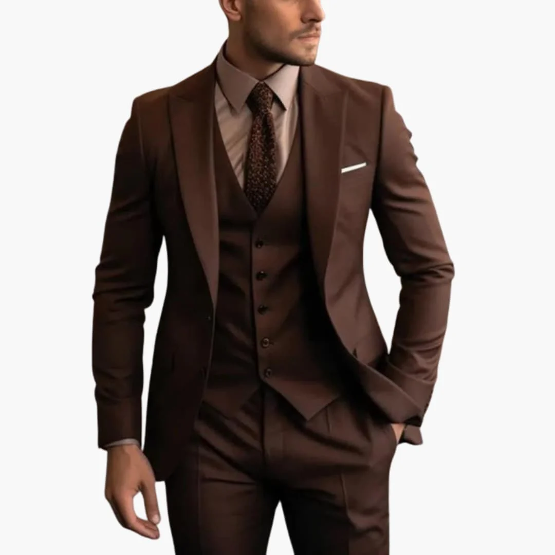 Dreiteiliger Herrenanzug mit maßgeschneidertem Blazer mit langen Ärmeln - Image 10