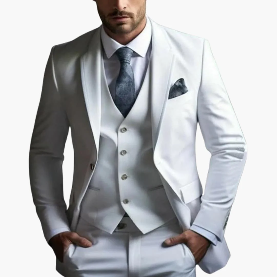 Dreiteiliger Herrenanzug mit maßgeschneidertem Blazer mit langen Ärmeln - Image 11