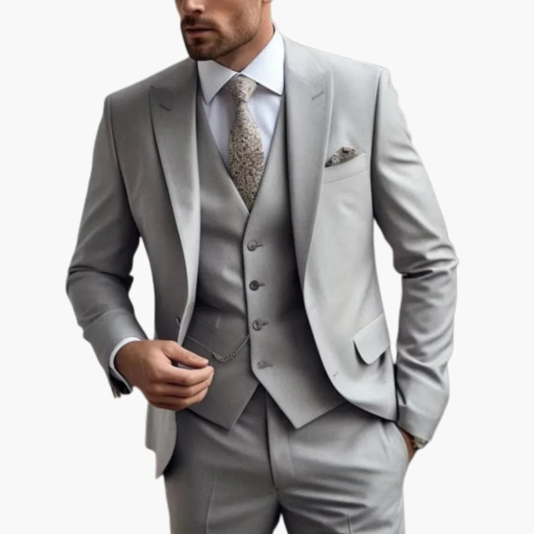 Dreiteiliger Herrenanzug mit maßgeschneidertem Blazer mit langen Ärmeln - Image 2