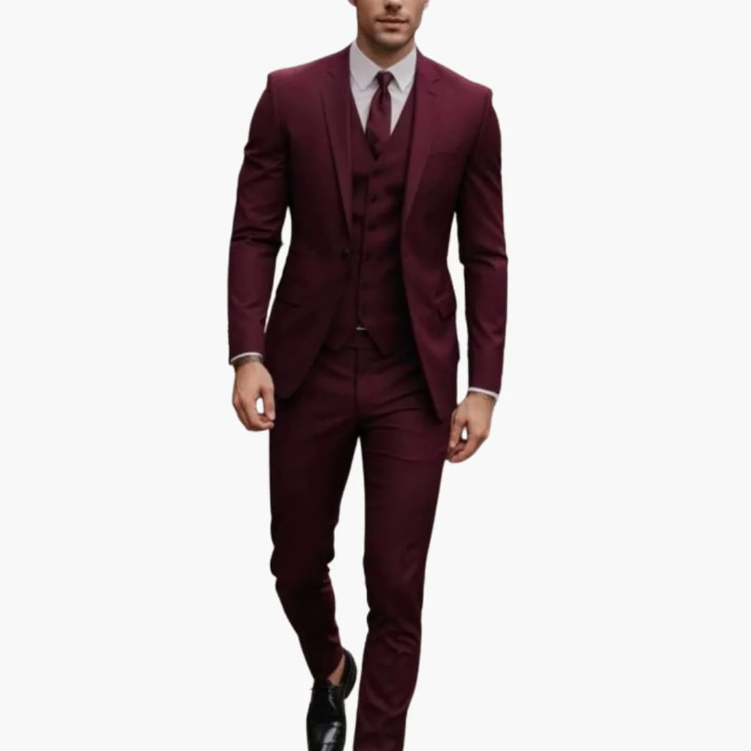 Dreiteiliger Herrenanzug mit maßgeschneidertem Blazer mit langen Ärmeln - Image 4