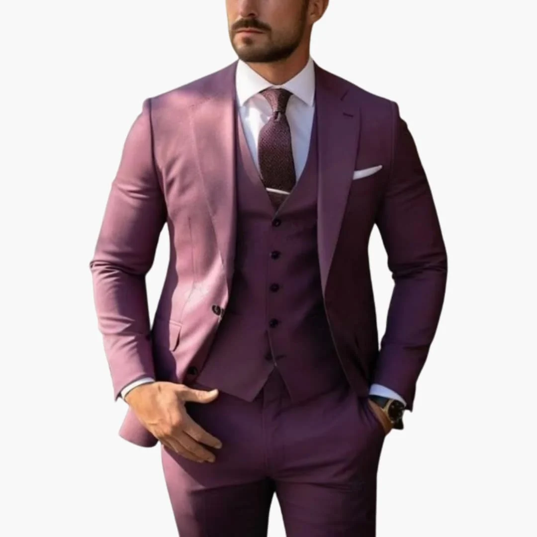 Dreiteiliger Herrenanzug mit maßgeschneidertem Blazer mit langen Ärmeln - Image 5